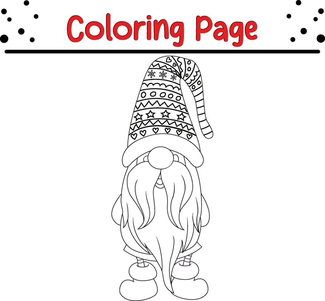 Happy Christmas gnomes coloring page for kids vector