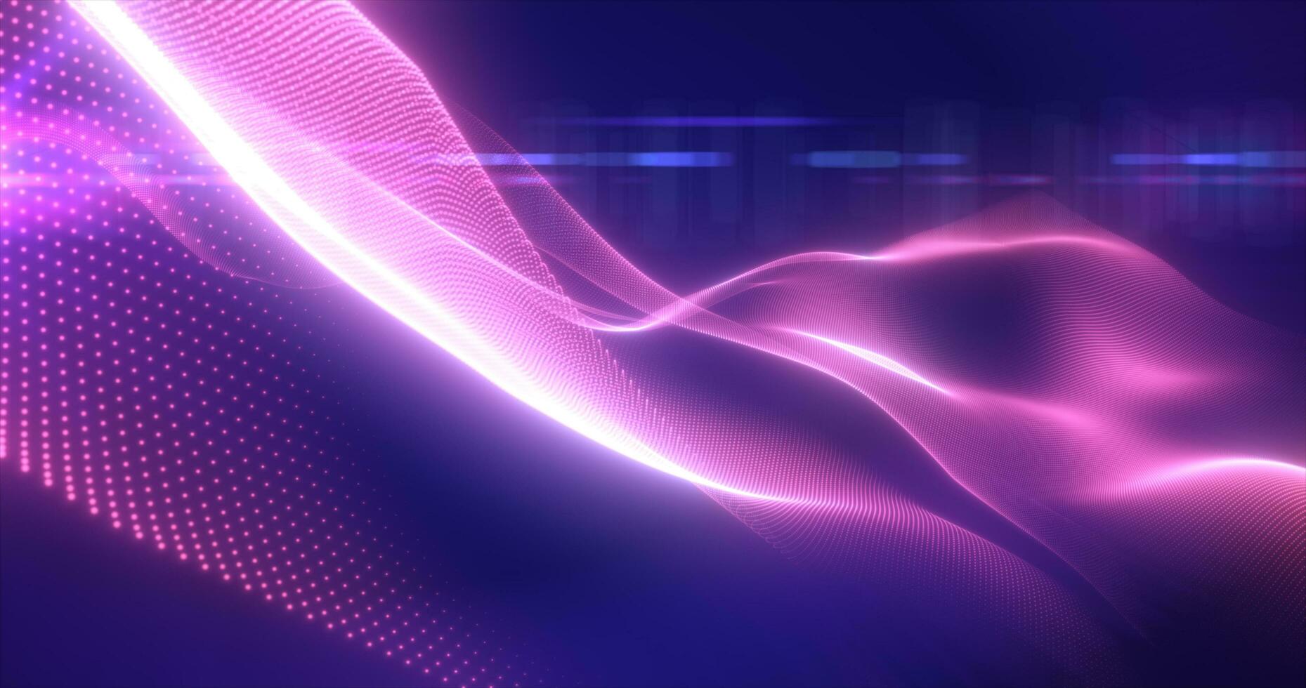 Purple glowing magic waves from energy particles abstract background photo