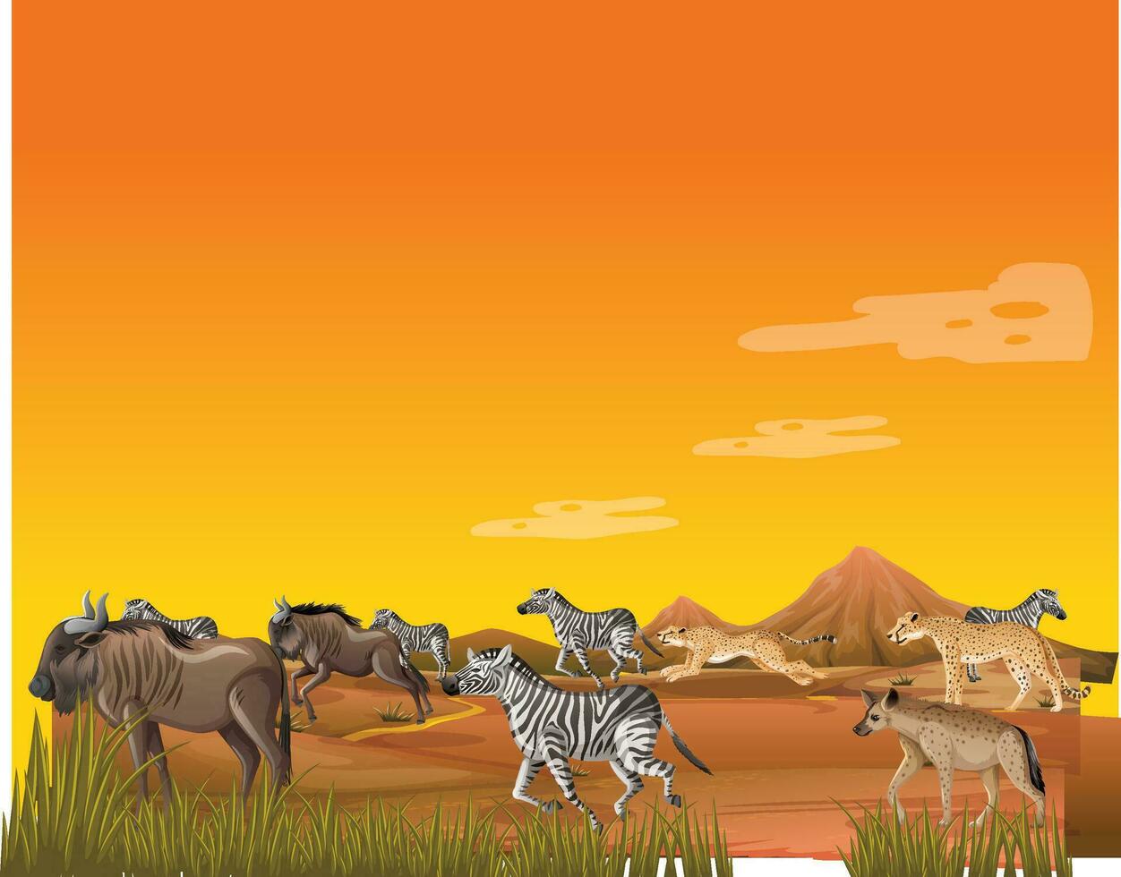 group of wild affircan animals vector