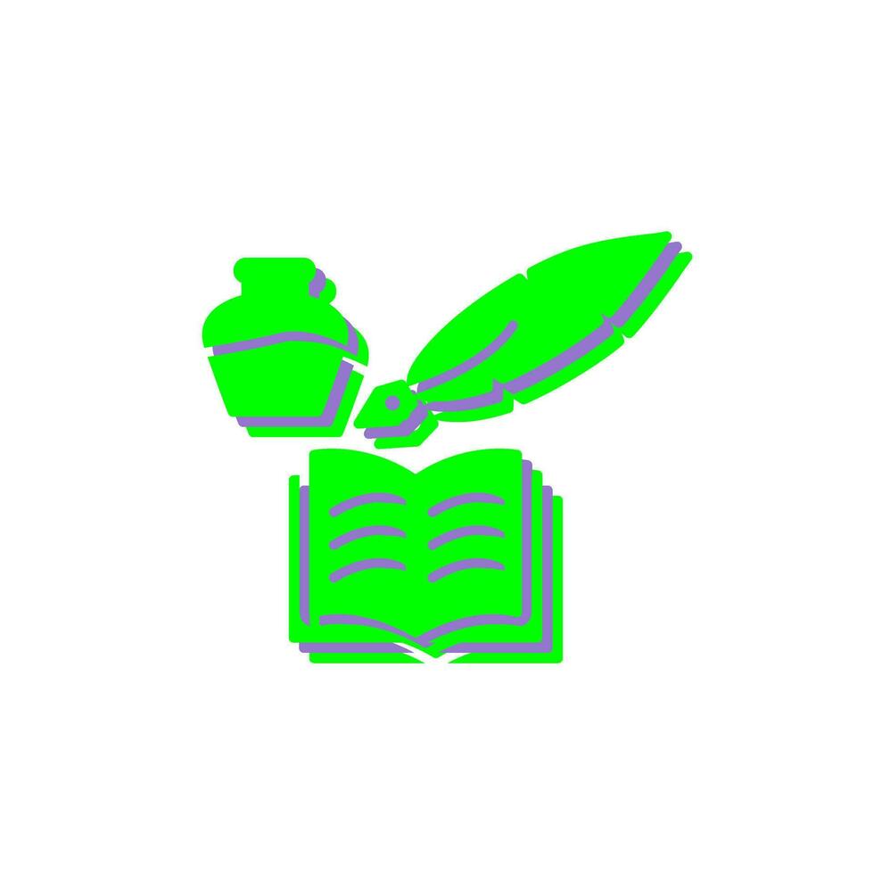 icono de vector de pluma y libro único