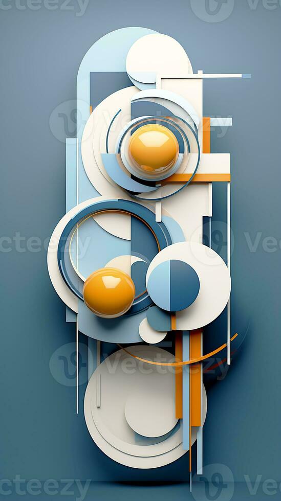 3d image of colorful objects in a square frame generated by Ai photo