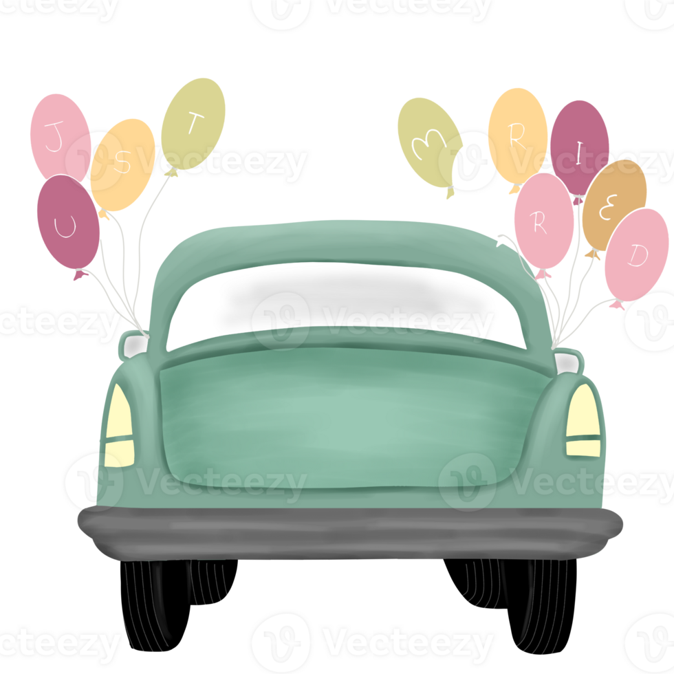 vintage wedding car illustration png