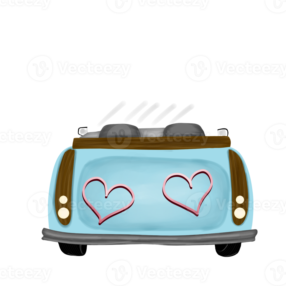vintage wedding car illustration png