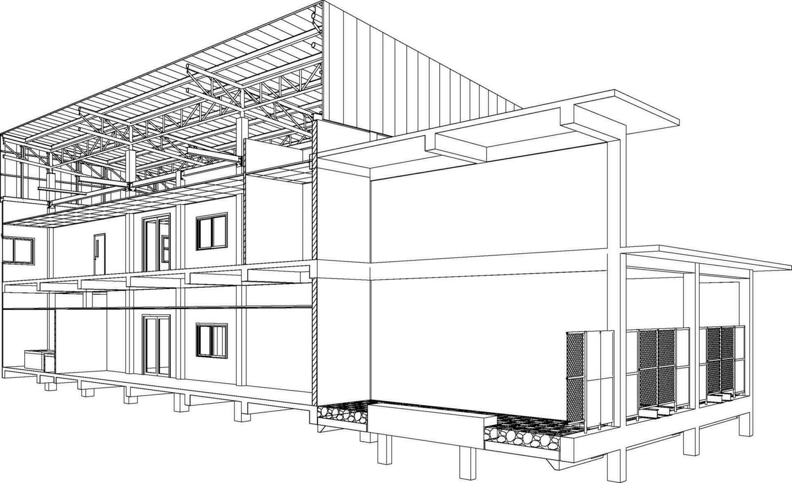 3d ilustración de industrial edificio vector