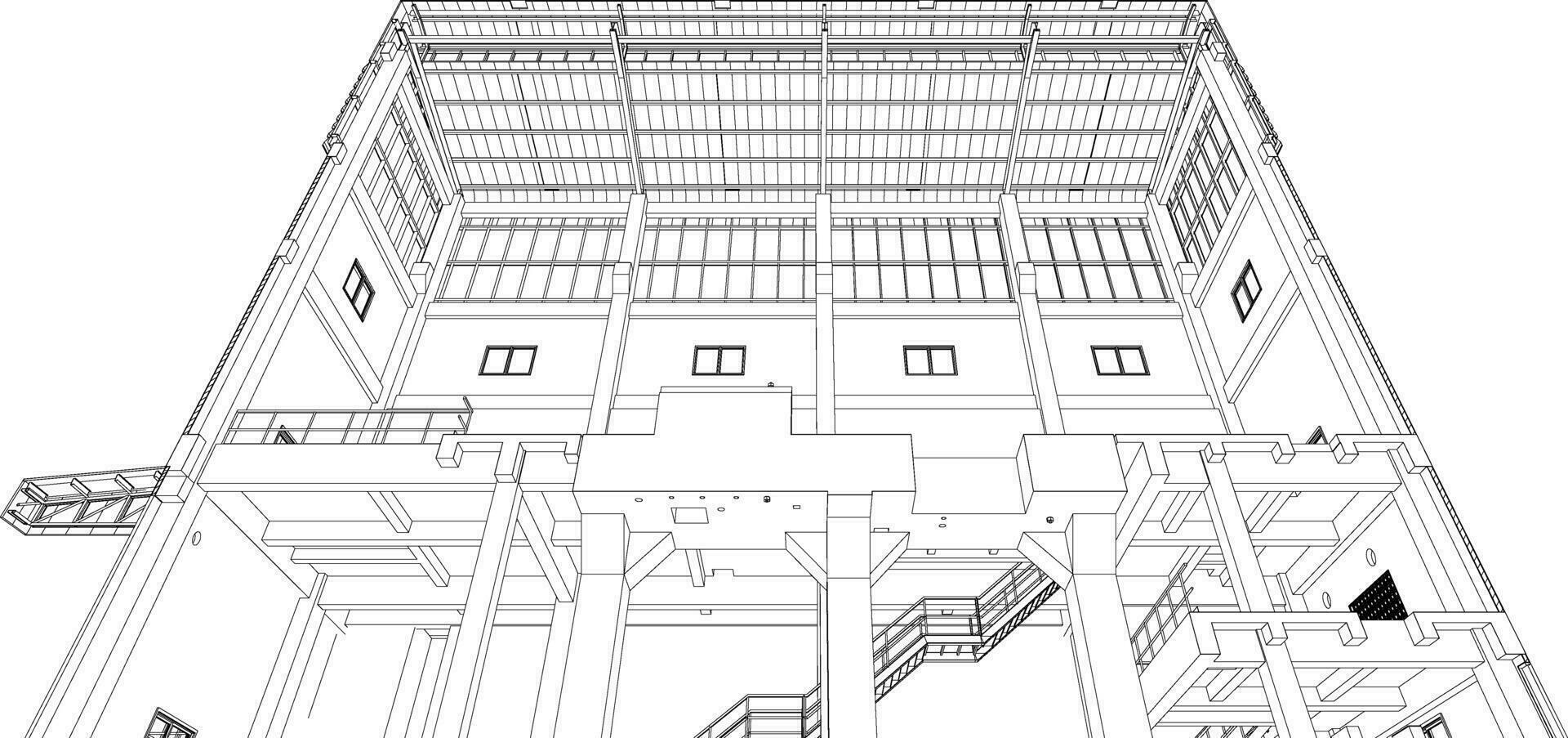 3d ilustración de industrial edificio vector