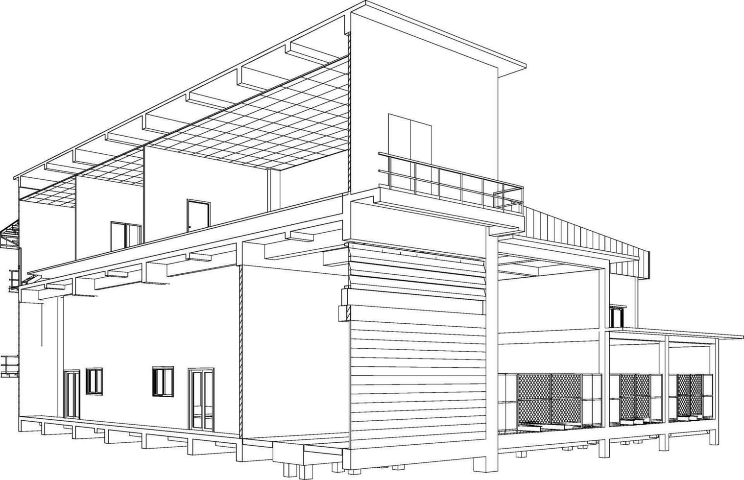 3D illustration of industrial building vector