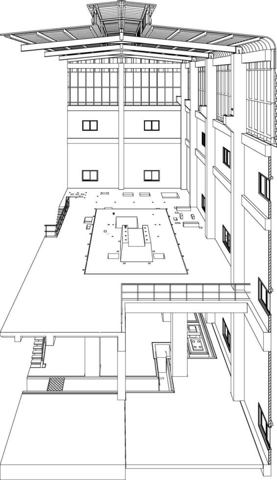 3d ilustración de industrial edificio vector