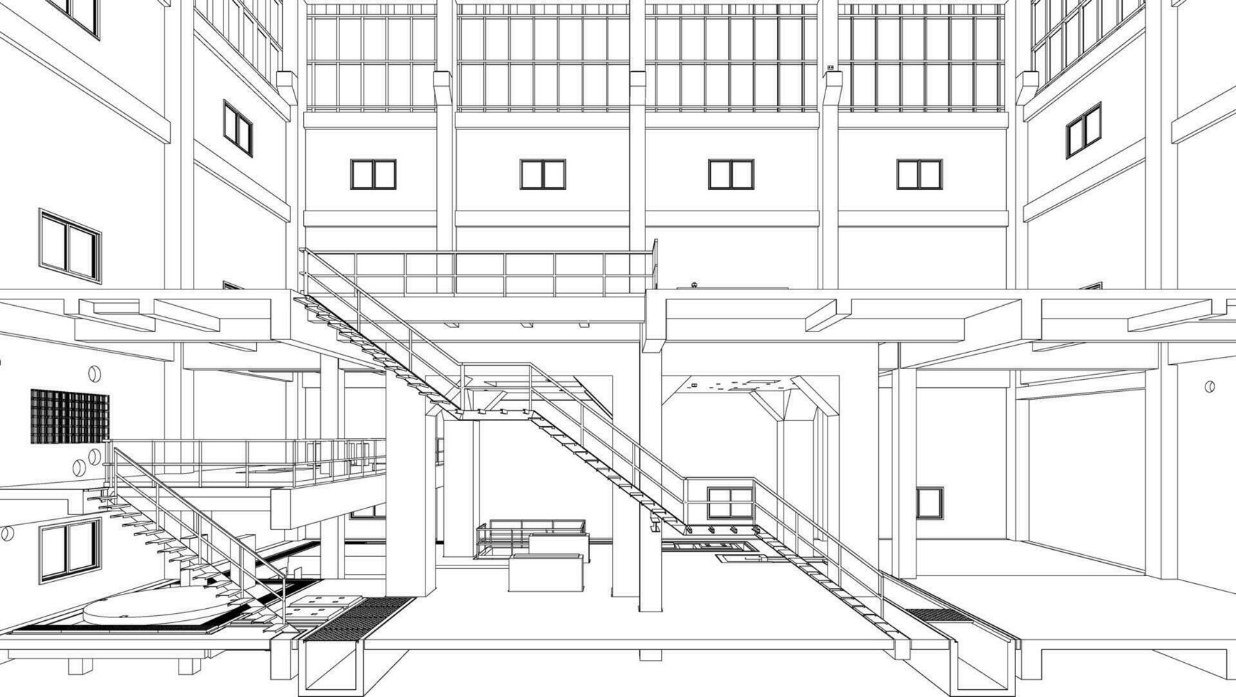 3d ilustración de industrial edificio vector