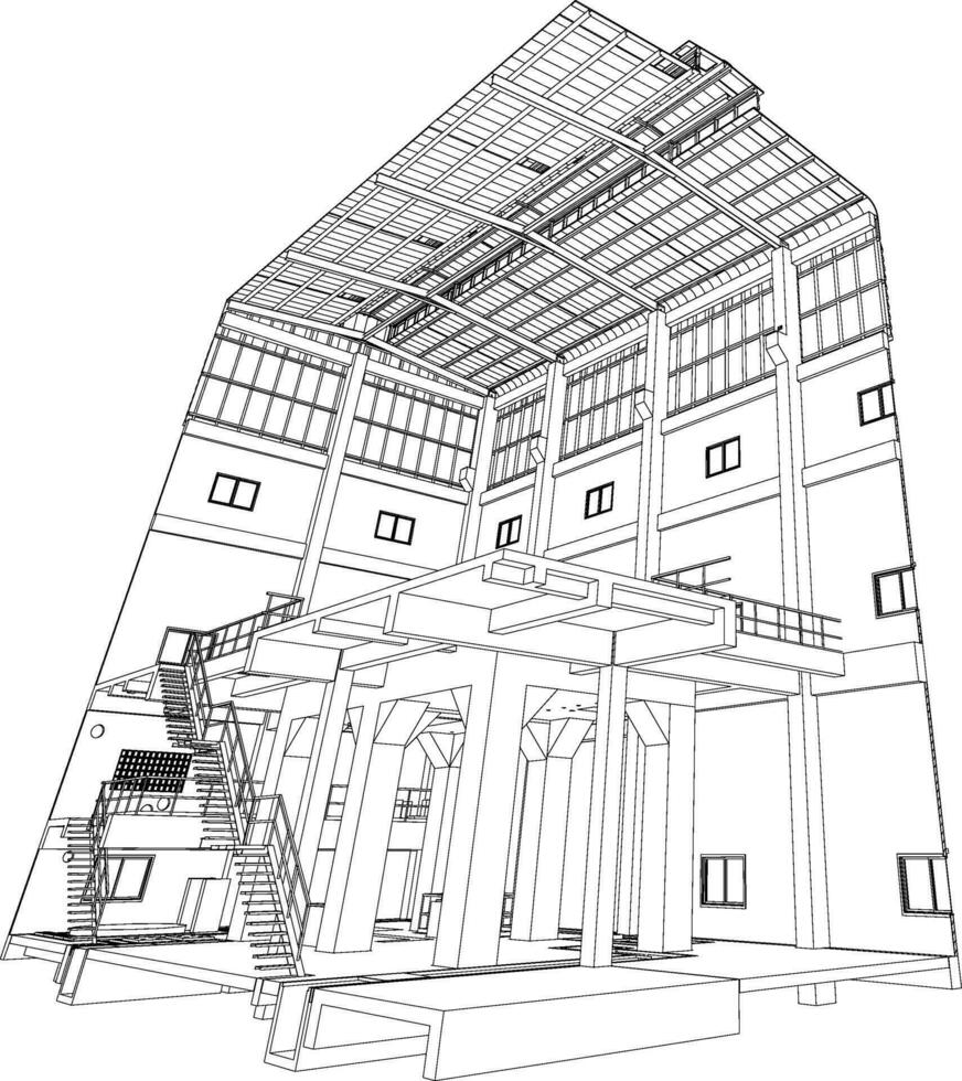 3D illustration of industrial building vector