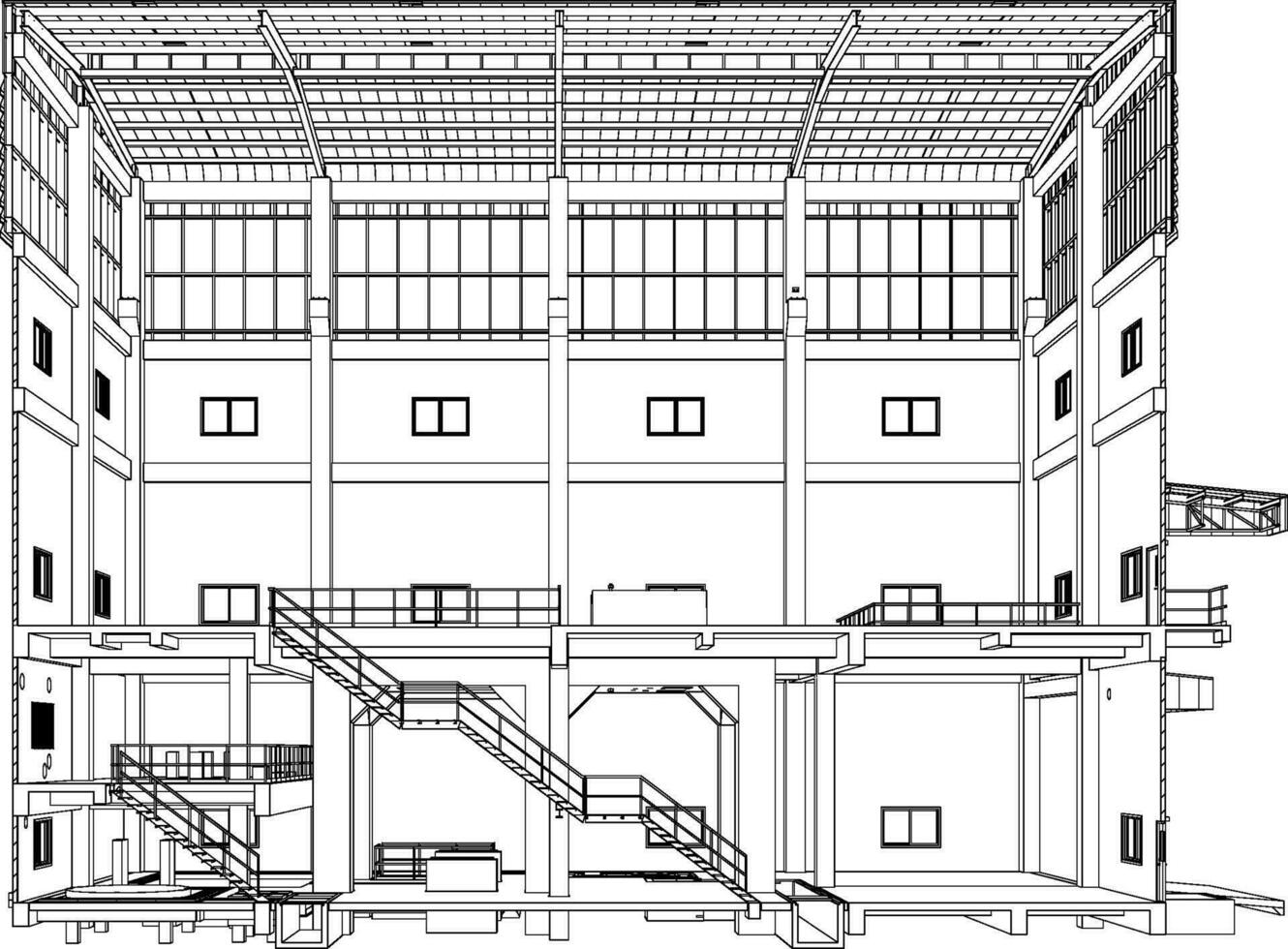 3d ilustración de industrial edificio vector