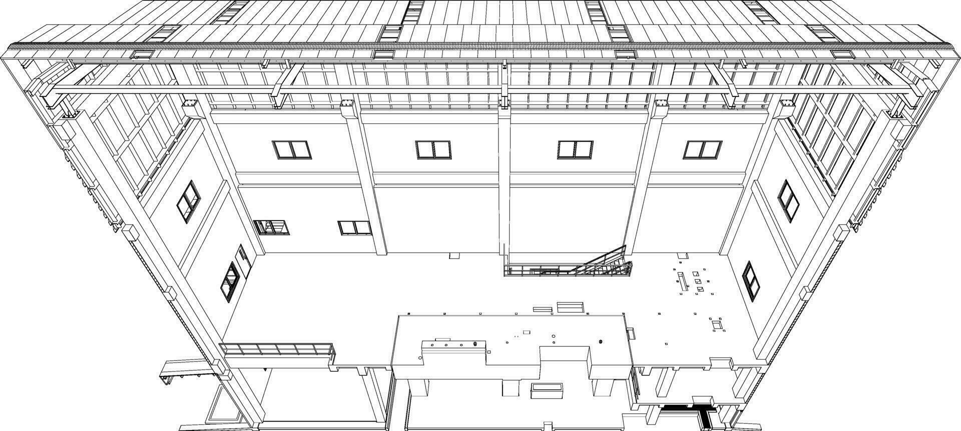 3D illustration of industrial building vector