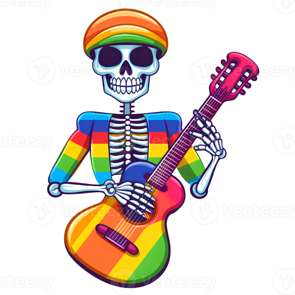 skeleton moving rainbow ai generative png