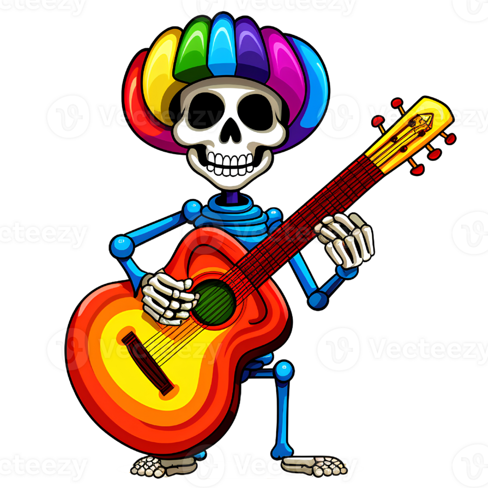 skeleton moving rainbow ai generative png