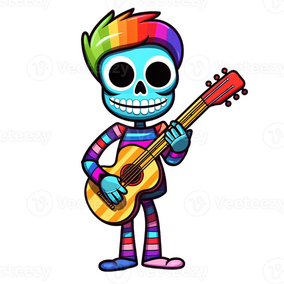 skeleton moving rainbow ai generative png