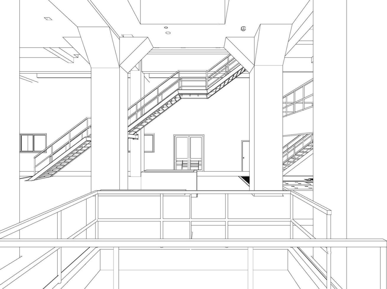 3D illustration of industrial building vector