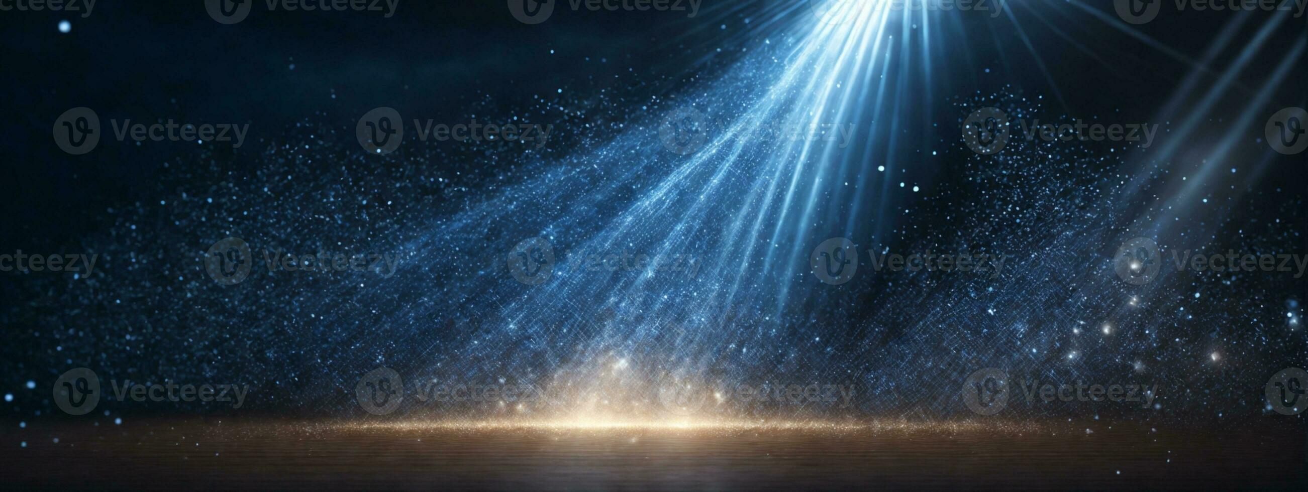 Abstract dark blue digital background with sparkling blue light particles and areas with deep depths Particles form into lines, surfaces and grids. AI generated photo