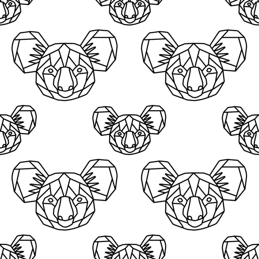 Outline Koala Seamless pattern. Hand drawn line art style vector illustration isolated on white background. Template or background for Textile, Print. Animal protect campagne.