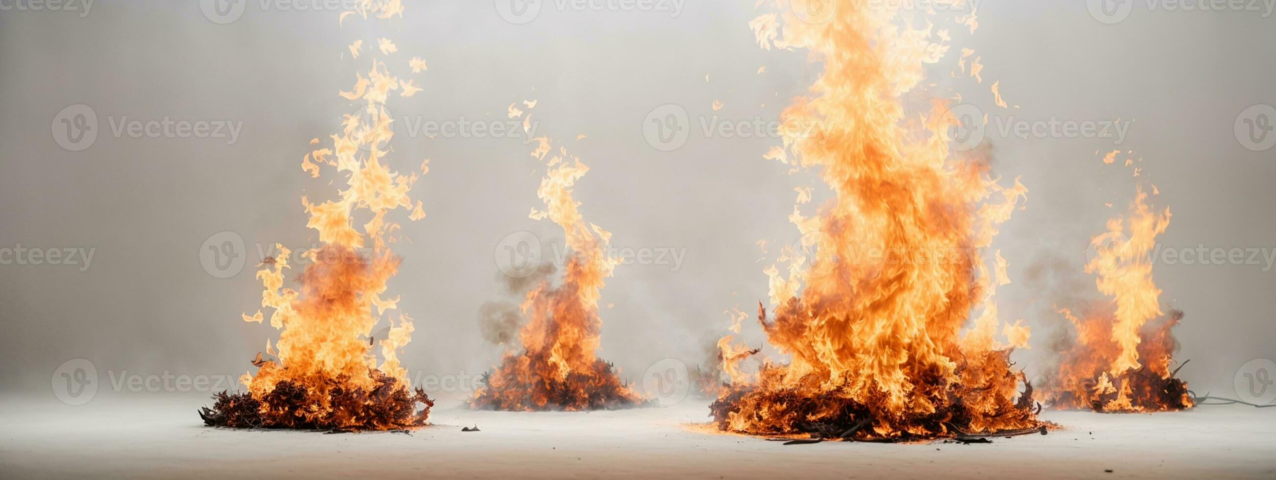 Fire flames isolated on white background. AI generated photo