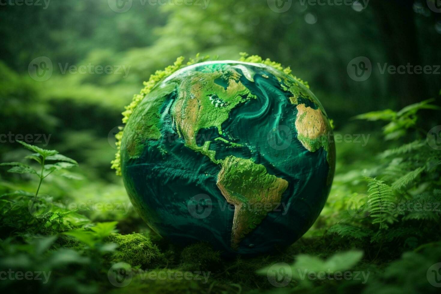 Green planet - Earth. AI generated photo