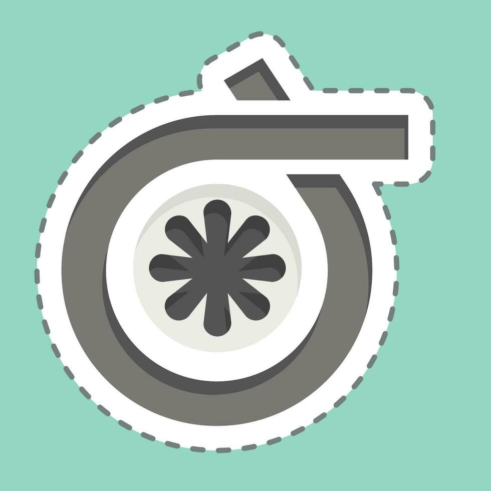 Sticker line cut Turbine. related to Car ,Automotive symbol. simple design editable. simple illustration vector