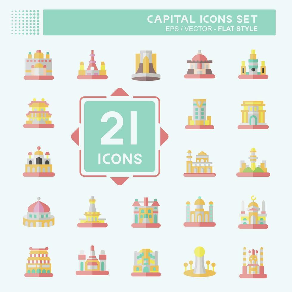 icono conjunto capital. relacionado a capital símbolo. plano estilo. sencillo diseño editable. sencillo ilustración vector