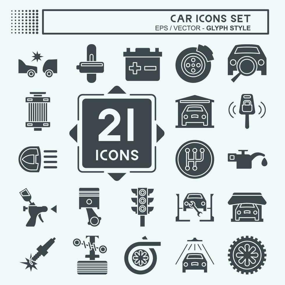 Icon Set Car. related to Car ,Automotive symbol. glyph style. simple design editable. simple illustration vector