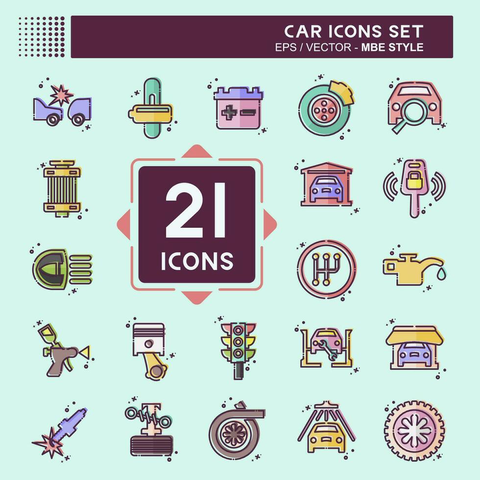 Icon Set Car. related to Car ,Automotive symbol. MBE style. simple design editable. simple illustration vector