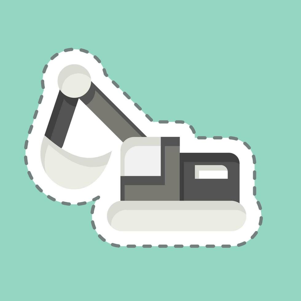 Sticker line cut Excavator. related to Mining symbol. simple design editable. simple illustration vector
