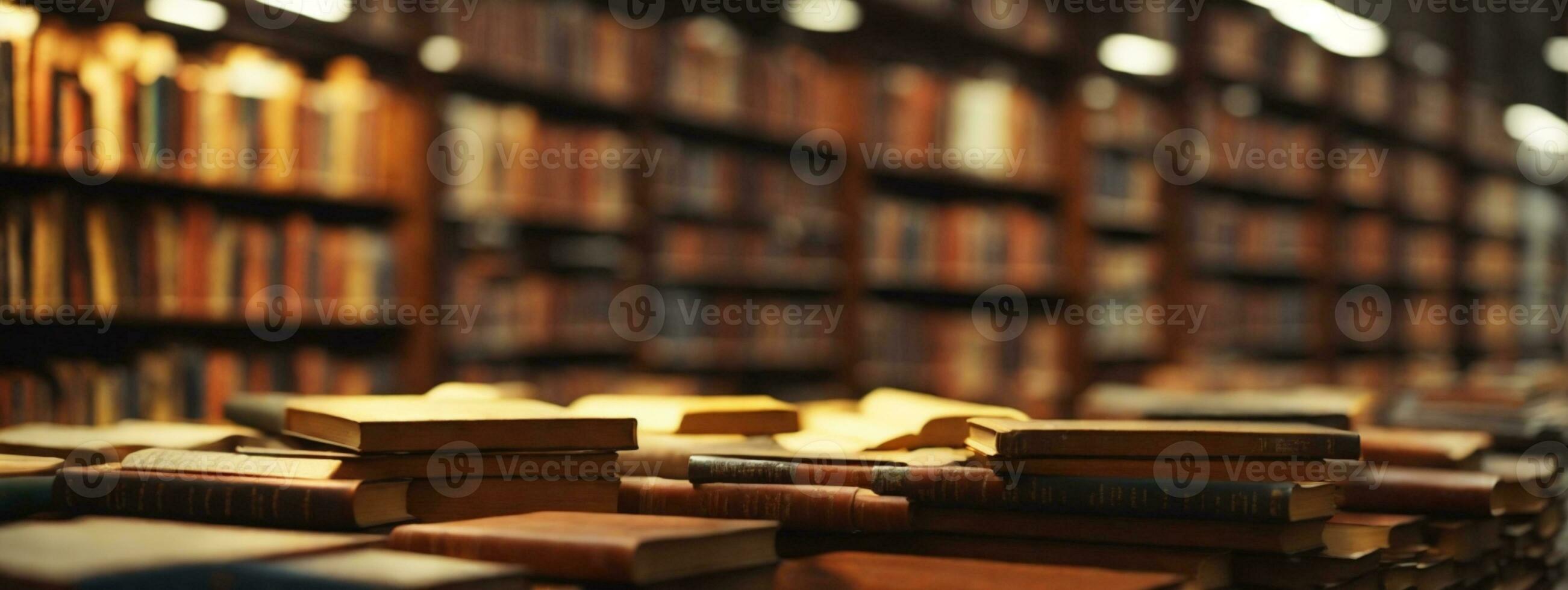 books in the library. AI generated photo