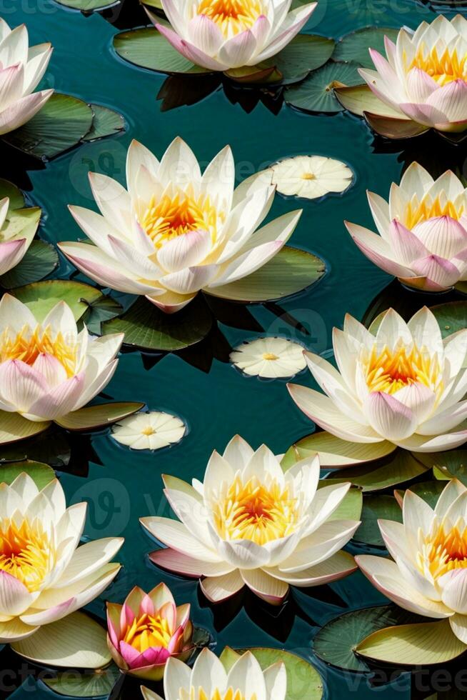 Zen flower lotus in water. AI generated photo