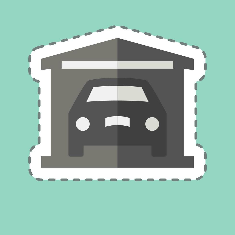 Sticker line cut Garage. related to Car ,Automotive symbol. simple design editable. simple illustration vector