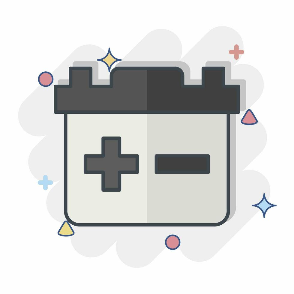Icon Battery. related to Car ,Automotive symbol. comic style. simple design editable. simple illustration vector