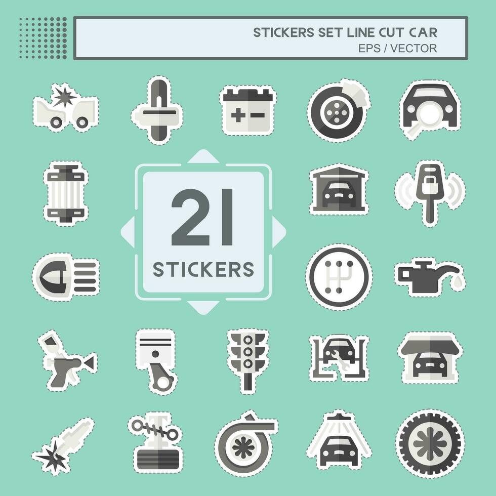 Sticker line cut Set Car. related to Car ,Automotive symbol. simple design editable. simple illustration vector