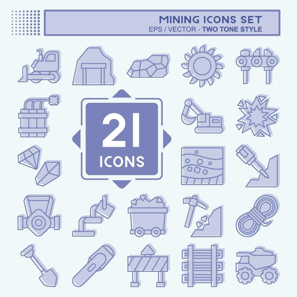 Icon Set Mining. related to Industry symbol. two tone style. simple design editable. simple illustration vector