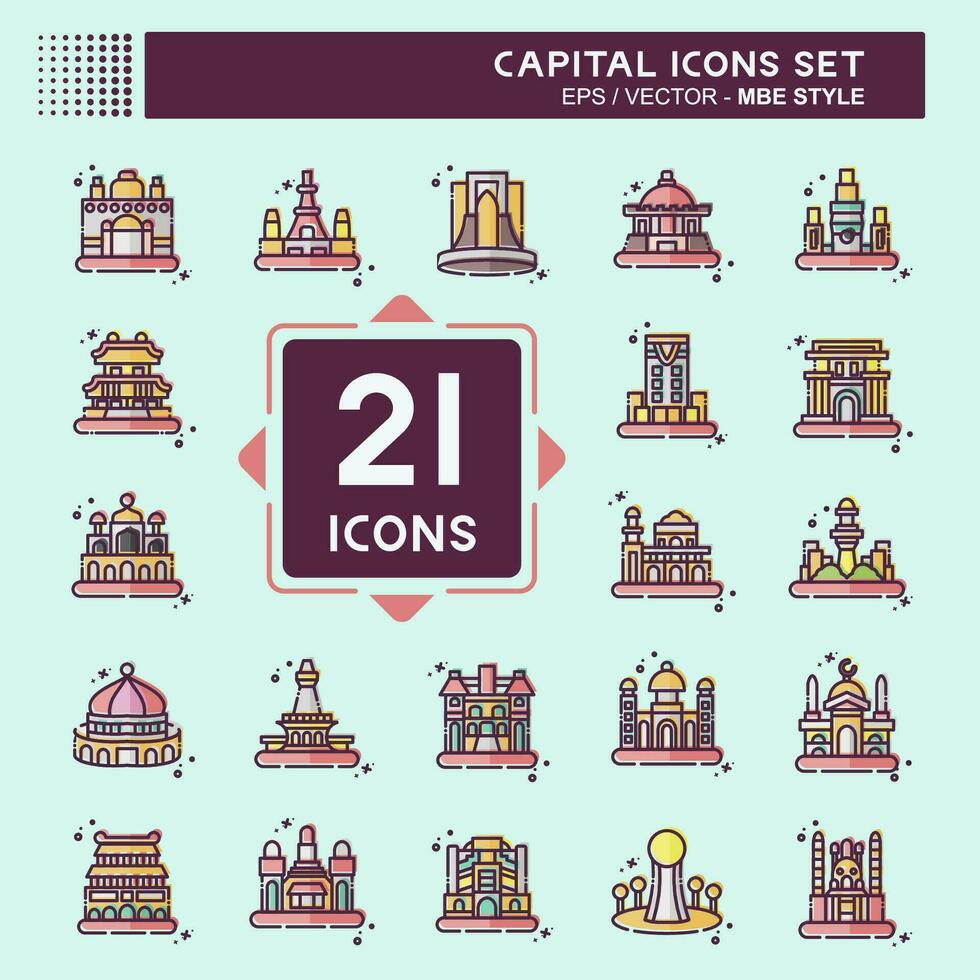 Icon Set Capital. related to Capital symbol. MBE style. simple design editable. simple illustration vector