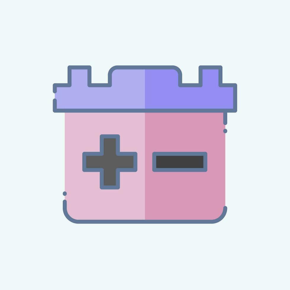 Icon Battery. related to Car ,Automotive symbol. doodle style. simple design editable. simple illustration vector
