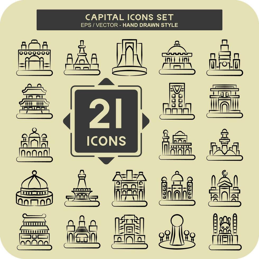 Icon Set Capital. related to Capital symbol. hand drawn style. simple design editable. simple illustration vector