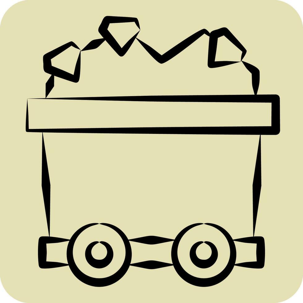 Icon Mining Cart. related to Mining symbol. hand drawn style. simple design editable. simple illustration vector