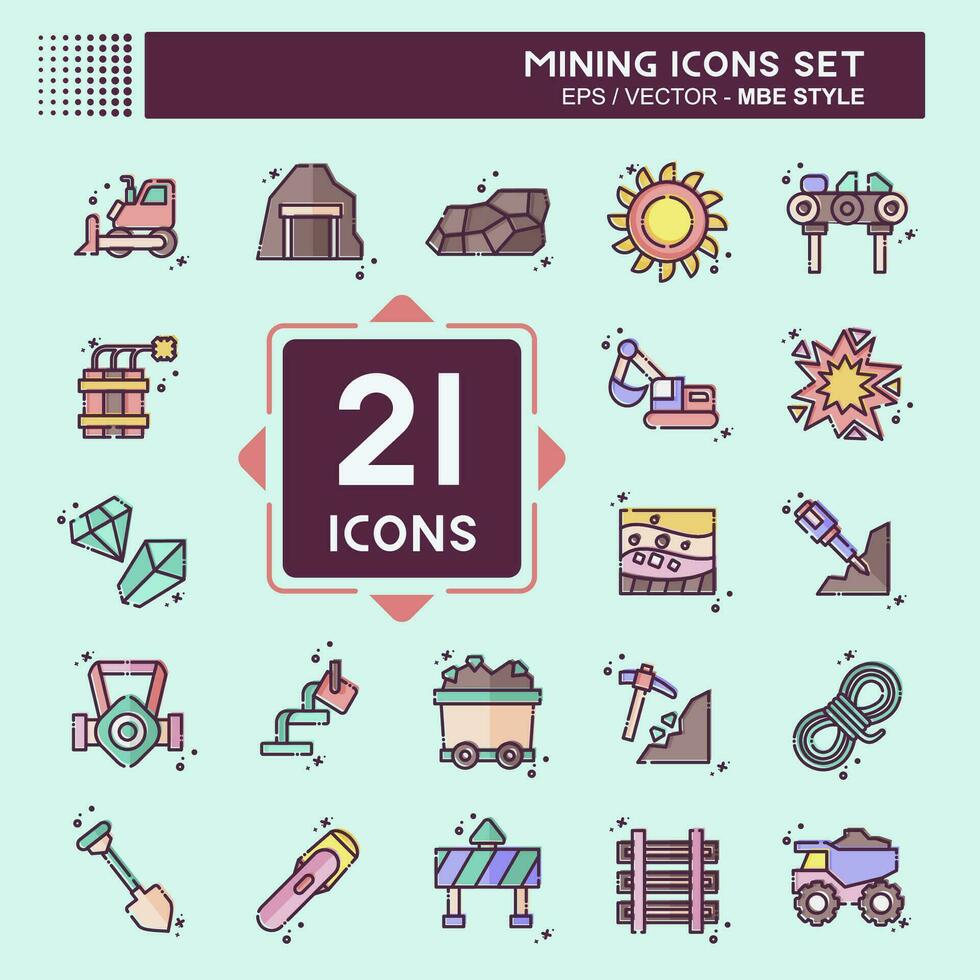 Icon Set Mining. related to Industry symbol. MBE style. simple design editable. simple illustration vector