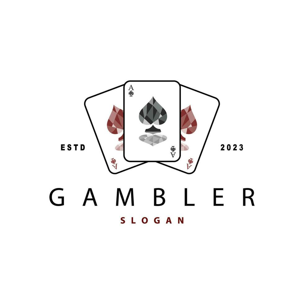 Poker Card Logo Classic Vector Gambling Game Design Simple Symbol Template