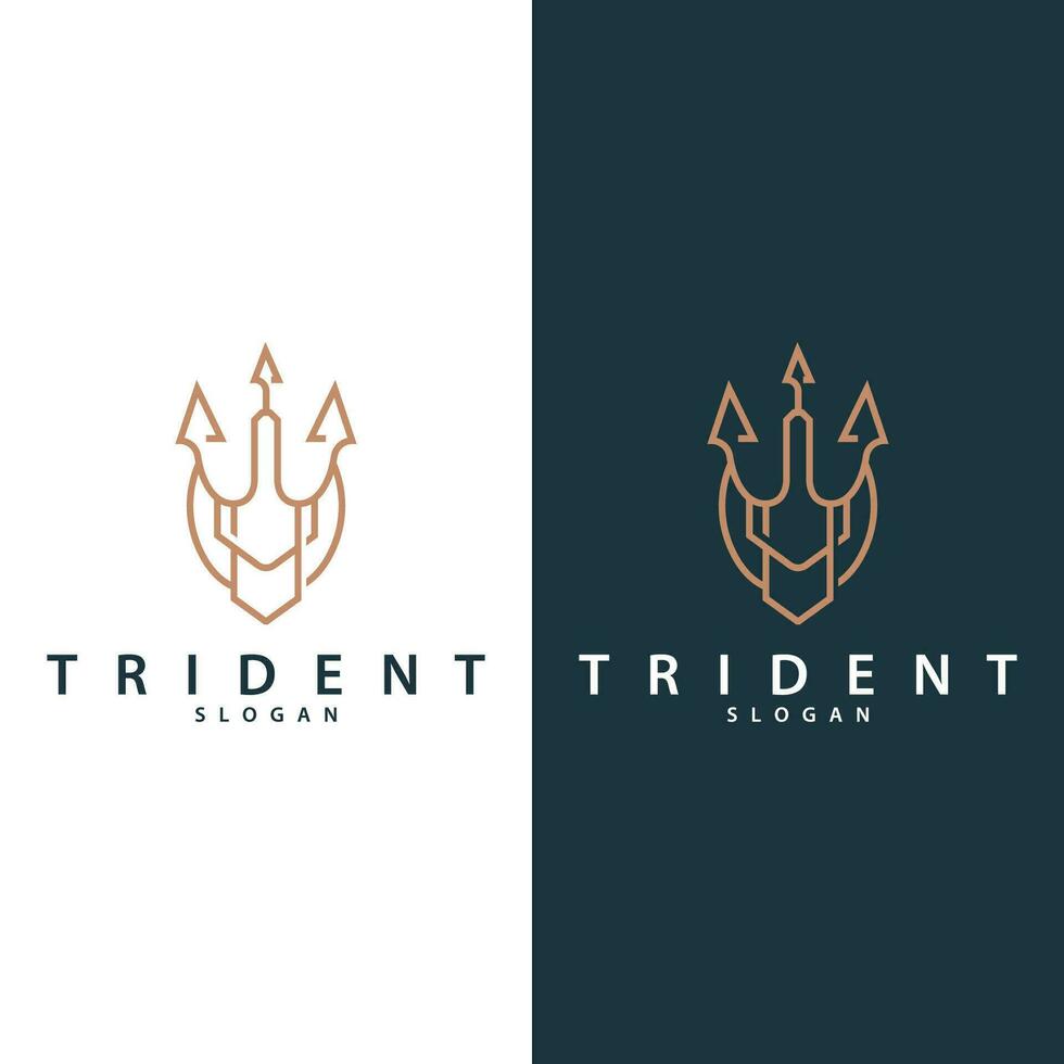 Neptune Poseidon Trident Logo, Spear Simple Vintage Template Design vector