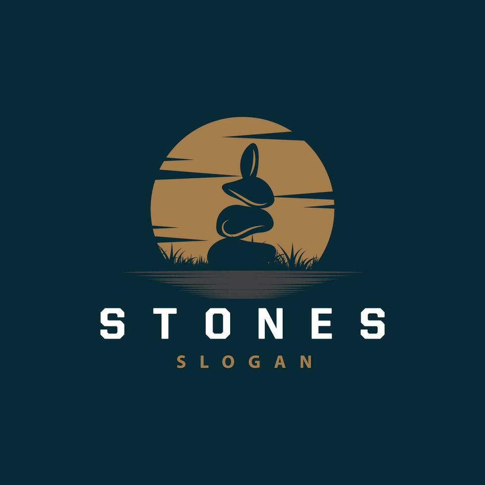 Stone Logo, Premium Elegant Design, Stone Balance Vector, Stepping Rock Walking Icon Illustration Design vector