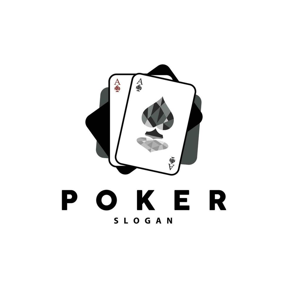 Poker Card Logo Classic Vector Gambling Game Design Simple Symbol Template