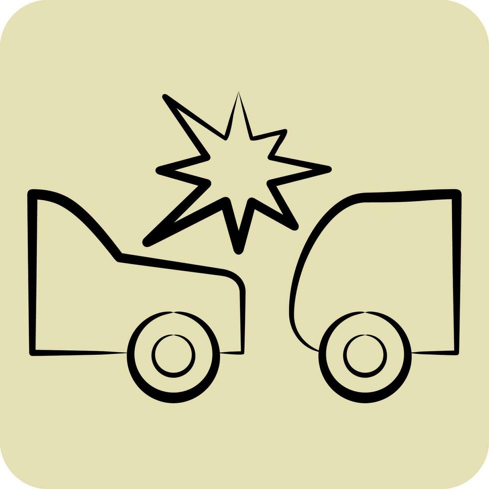 Icon Accident. related to Car ,Automotive symbol. hand drawn style. simple design editable. simple illustration vector