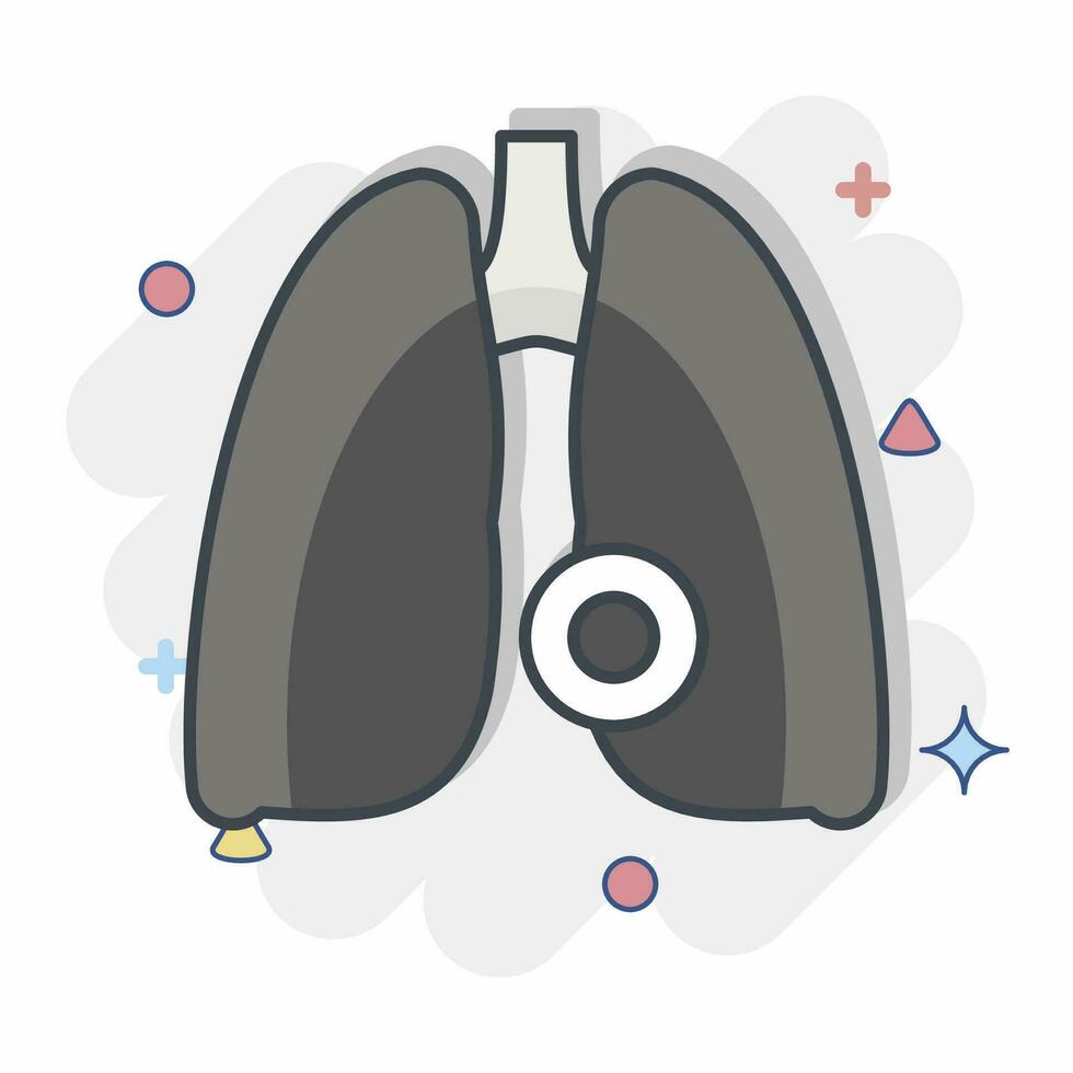 Icon Lung Disease. related to Body Ache symbol. comic style. simple design editable. simple illustration vector