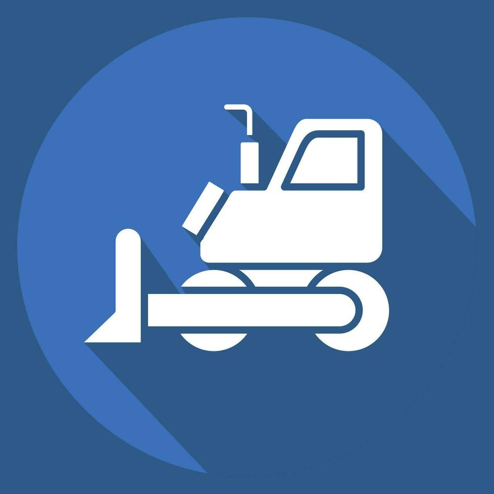 Icon Bulldozer. related to Mining symbol. long shadow style. simple design editable. simple illustration vector