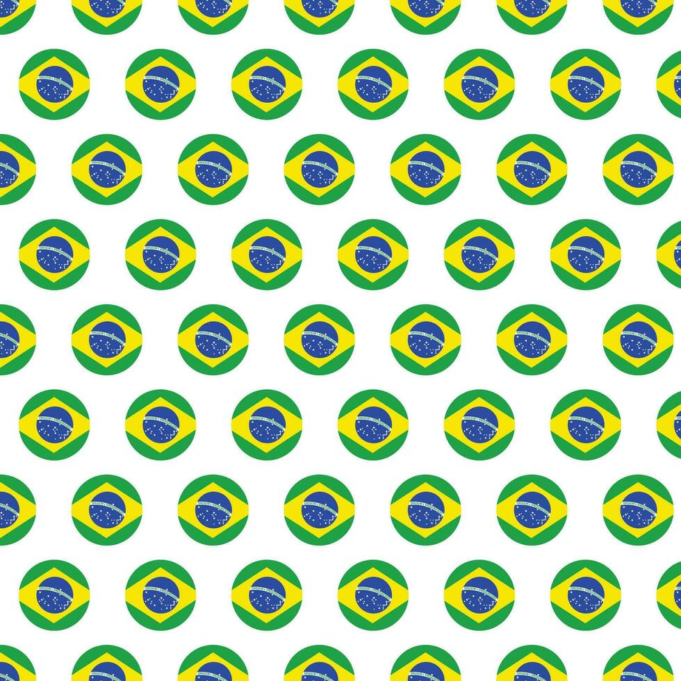 Brazil flag pattern in circle shape repeat design vector