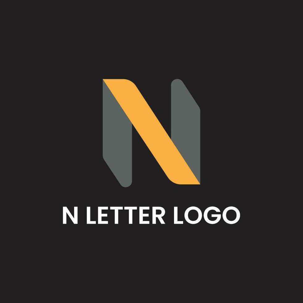 N alphabet letter logo icon in black and yellow vector