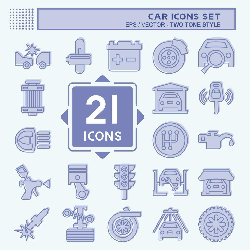Icon Set Car. related to Car ,Automotive symbol. two tone style. simple design editable. simple illustration vector