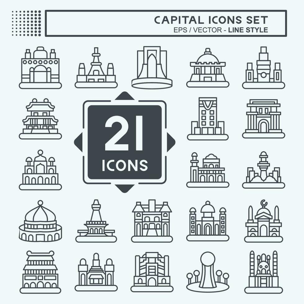 Icon Set Capital. related to Capital symbol. line style. simple design editable. simple illustration vector